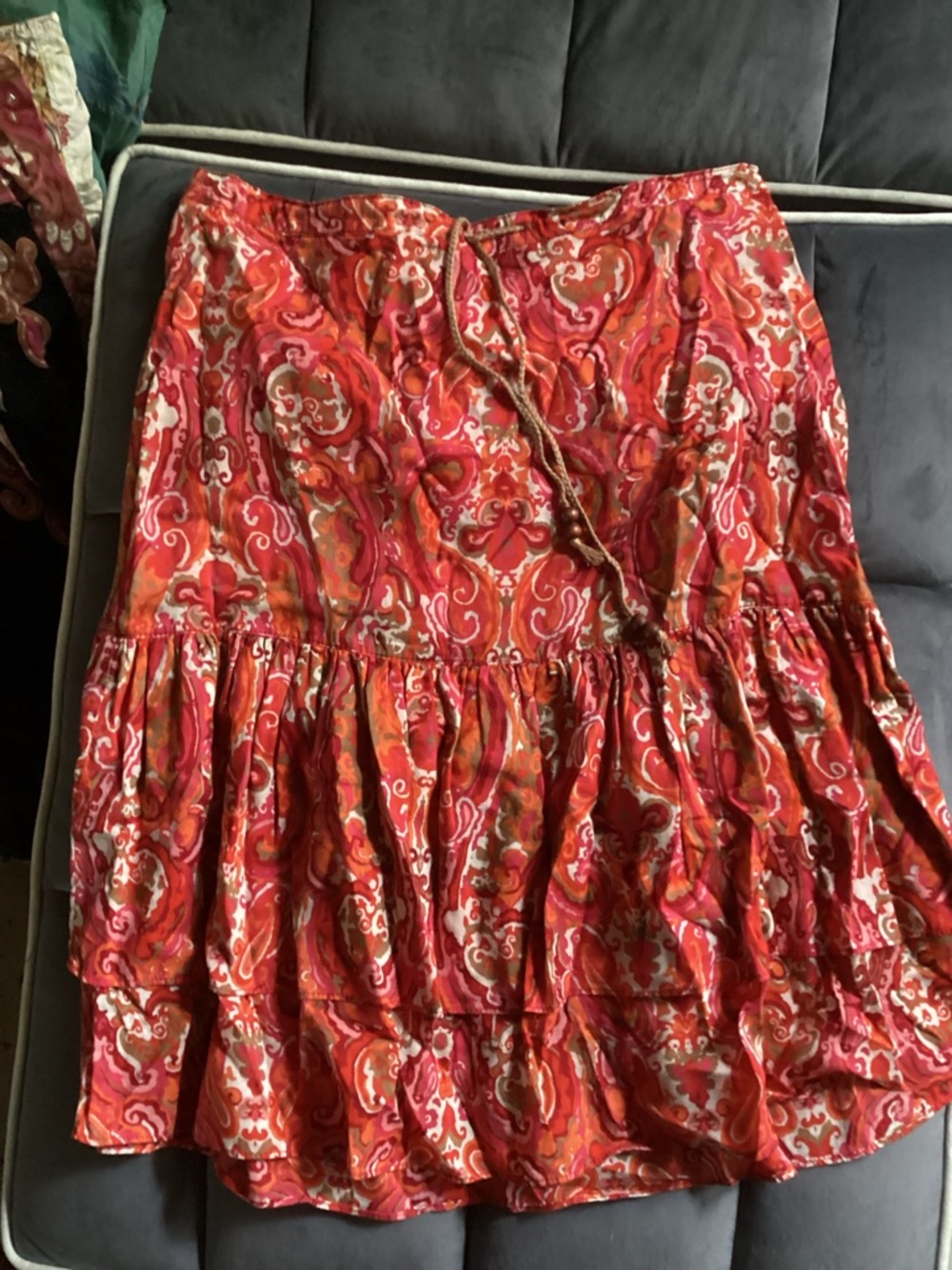 Tommy Hilfiger Red Paisley Tiered Skirt